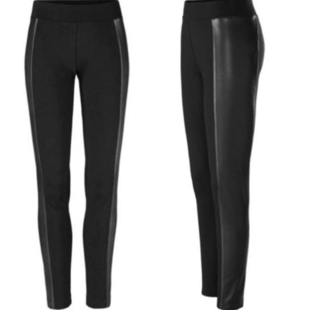 CABI Bexley Vegan Leather Leggings Black Sz Medium